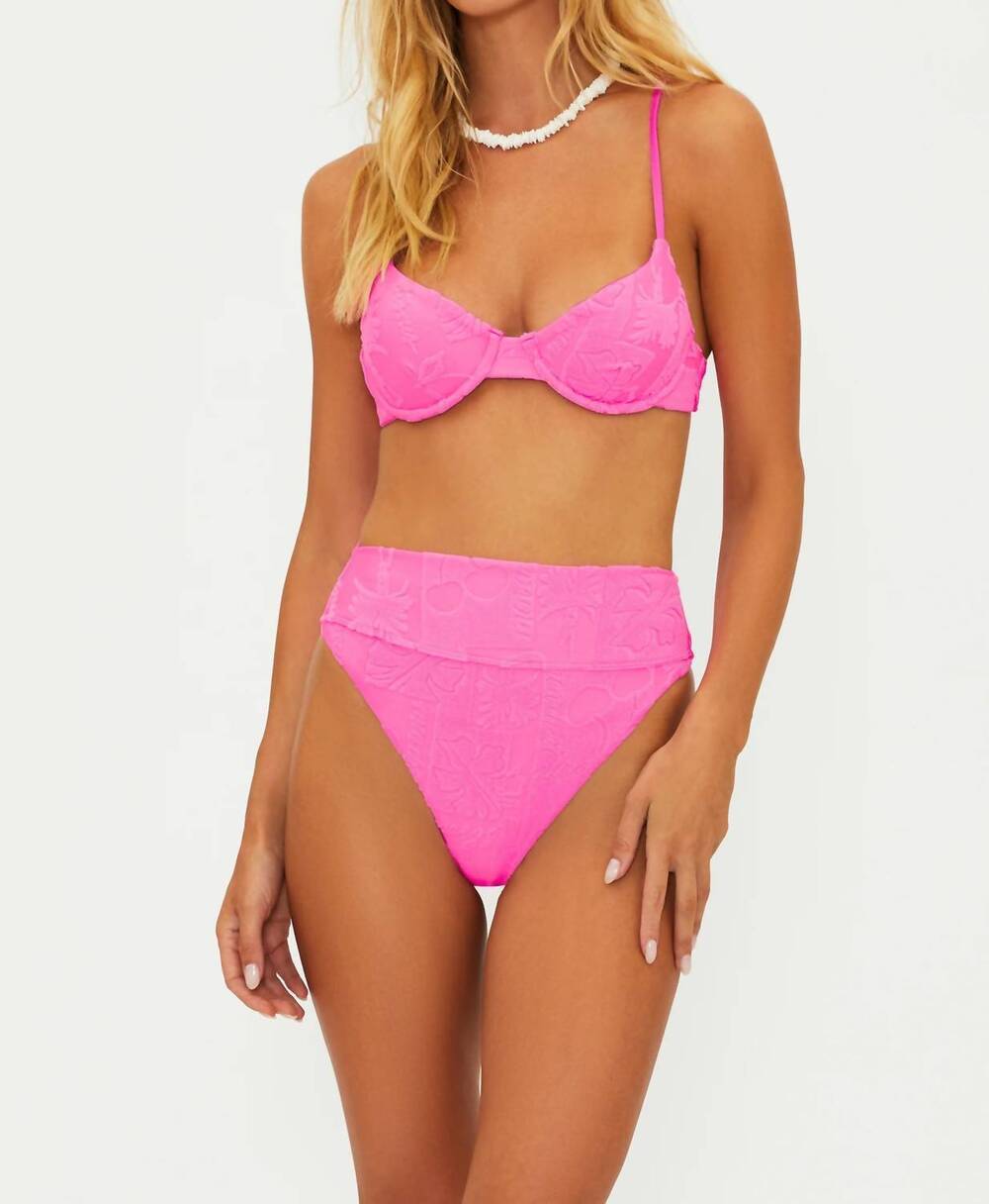 NEW BEACH RIOT highway stand terry bikini bottom in strawberry